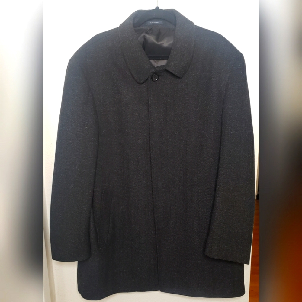 CHAPS Wool Blend Pea Coat Jacket with Covered Front Buttons Big & Tall